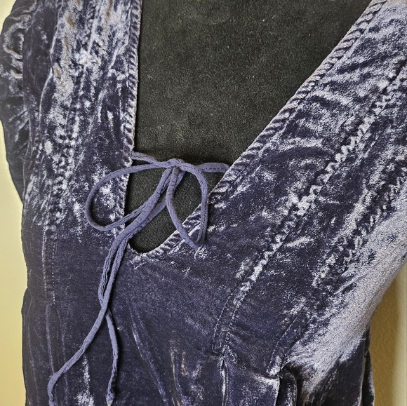 Free People Adelle Velvet Tunic Babydoll Dress Blue Size XS - Picture 3 of 10
